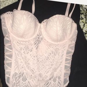 Victoria's Secret lace pastel pink bodysuit